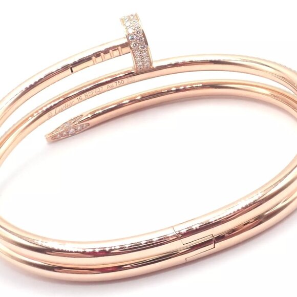 Cartier Juste un Clou Nail 18k Rose Gold Diamond Bangle Bracelet Size 16 Paper - Picture 4 of 13